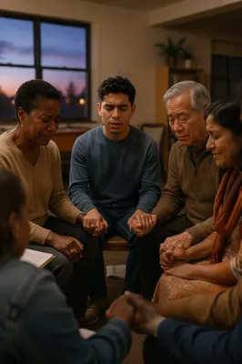 Emotional Multigenerational Group in Community Room