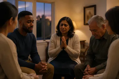 Emotional Prayer Group in Community Room