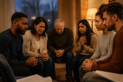 Emotional Prayer Group in Community Room