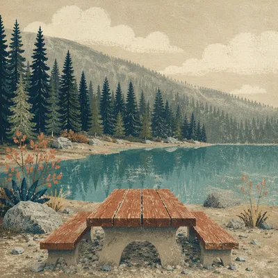 Provision Table by a Quiet Wilderness Lake