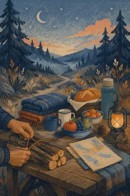 Provision Table in Wilderness at Blue Hour