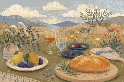 Rustic Provision Table in Quiet Wilderness