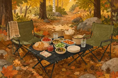 Wilderness Provision Table in Golden Autumn Light