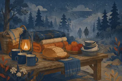 Provision Table Waiting in Wilderness Blue Hour