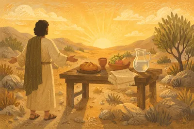 Provision Table in Wilderness at Dawn