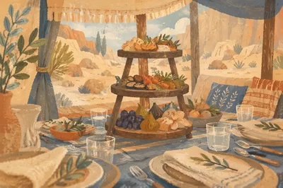 Wilderness Provision Table with Rustic Feast
