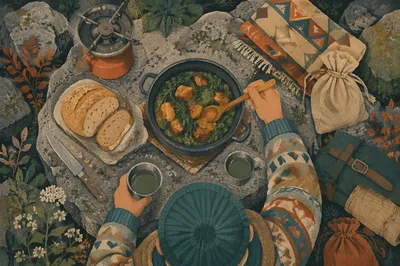 Wilderness Provision Table with Grateful Hands