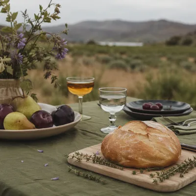Wilderness Provision Table with Bread and Fruit