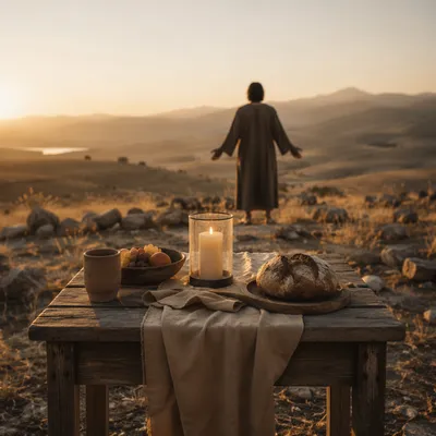 Provision Table at Dawn in Wilderness