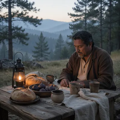 Solitary Table in Wilderness at Dawn
