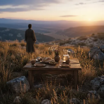 Provision Table in the Wilderness at Dawn