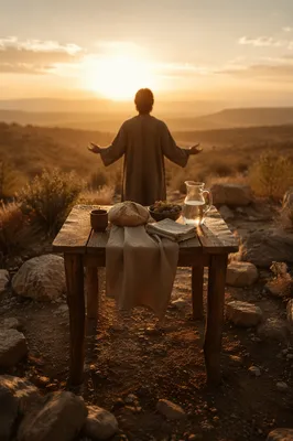 Provision Table in Wilderness at Dawn