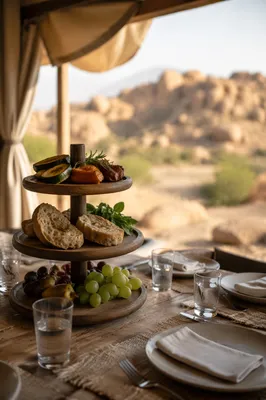 Provision Table in Sunlit Wilderness Shelter