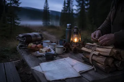 Wilderness Provision Table at Blue Hour