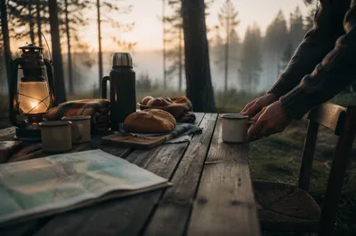 Provision Table in Misty Wilderness Dawn