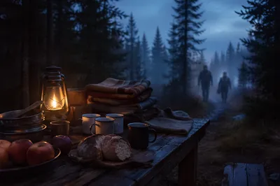 Provision Table Waiting in Wilderness Blue Hour