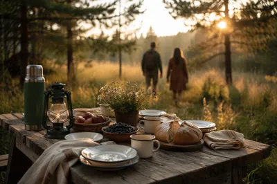 Hopeful Wilderness Provision Table at Sunset