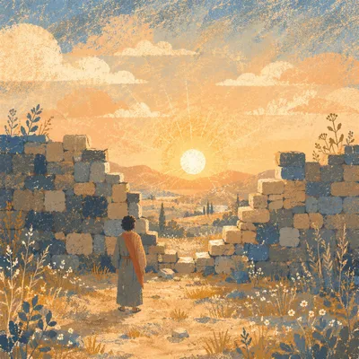 Redemption Sunrise Through a Broken Wall