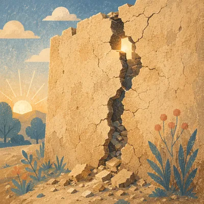 Redemption Sunrise Over a Broken Wall