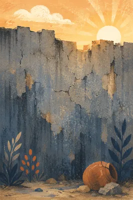 Redemption Sunrise Over a Broken Wall