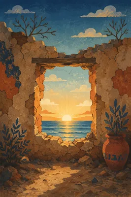 Redemption Sunrise Through Broken Wall