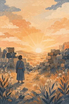 Sunrise Redemption Through a Broken Wall