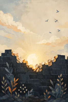 Redemption Sunrise Beyond a Broken Wall