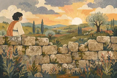 Redemption Sunrise Over Ancient Broken Wall