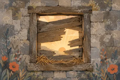 Redemption Sunrise Through a Broken Stone Window