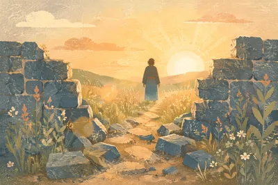 Redemption Sunrise Beyond a Broken Wall