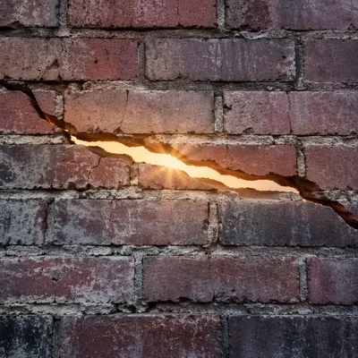 Golden Redemption Light Through Broken Brick Wall