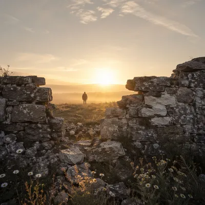 Redemption Sunrise Beyond a Broken Wall