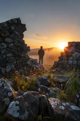 Redemption Sunrise Beyond Broken Stone Wall