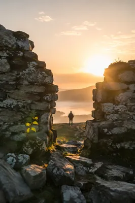 Redemption Sunrise Beyond Broken Stone Wall