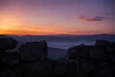 Redemption Sunrise Beyond Broken Stone Wall