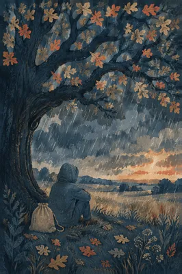 Shelter Beneath the Oak in Storm