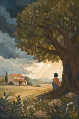 Refuge Beneath an Oak Before Storm