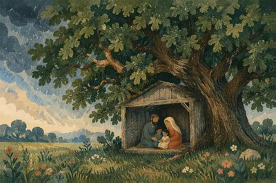 Refuge Beneath an Old Oak Storm