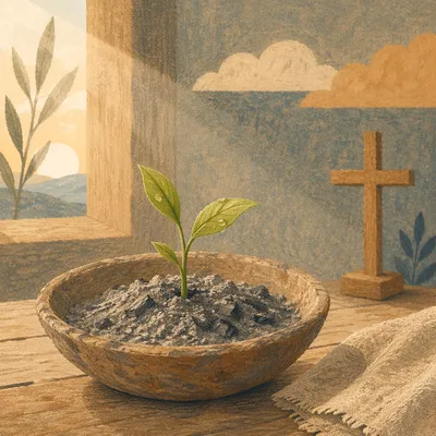 Green Shoot Rising from Ashes