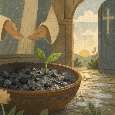 Green Shoot Rising From Chapel Ashes