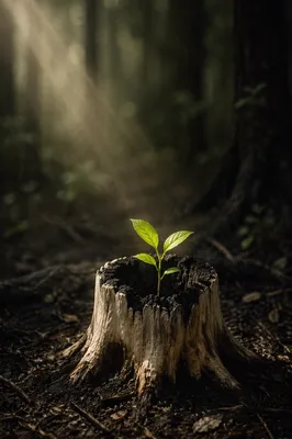 Green Shoot Rising From Ashes