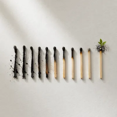 Green Shoot Rising from Charred Ashes