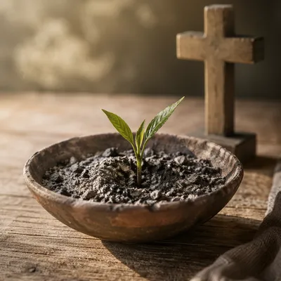 Green Shoot Rising From Ashes