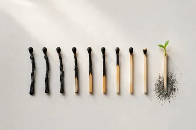 Fresh Green Shoot Rising From Ashes