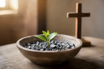 Green Shoot Rising from Ashes