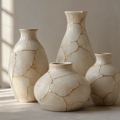 Gold Restored Pottery Symbolizing Emotional Healing