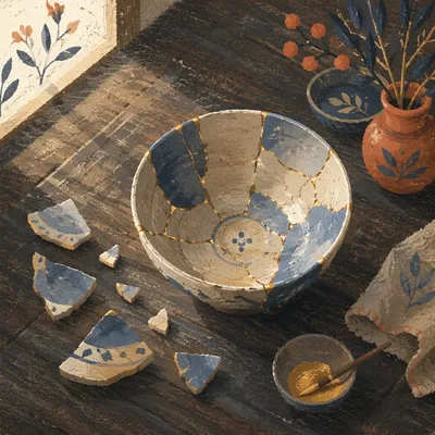 Golden Mended Pottery Symbol of Healing