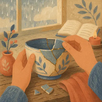 Golden Restored Pottery Hands of Healing