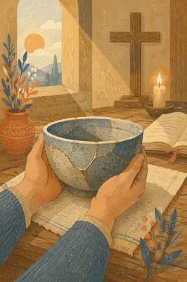 Restored Golden Pottery Held in Chapel Hands