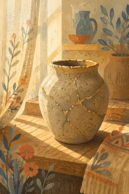 Gold Repaired Pottery of Quiet Restoration